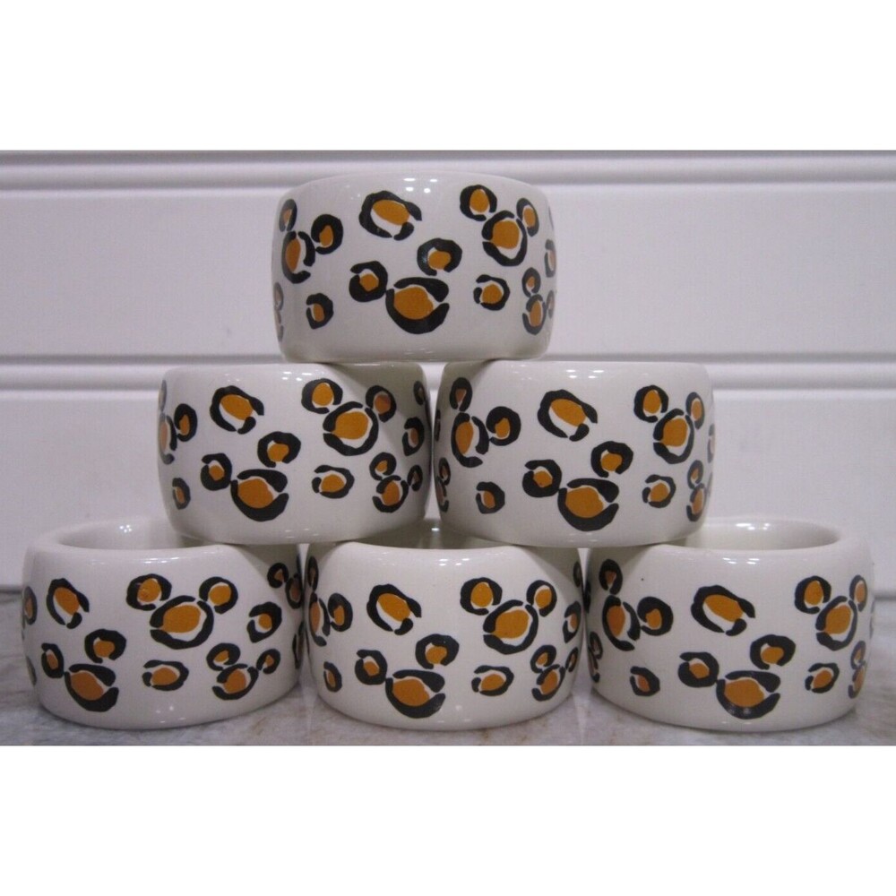 Disney Animal Kingdom Cheetah Leopard Print Napkin Rings Holders Mickey Mouse 6